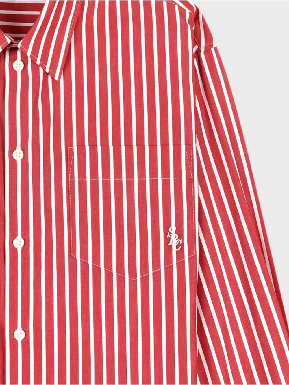 Sporty & Rich SRC Oversized Shirt Ruby Red Stripe - Picture 2 of 5